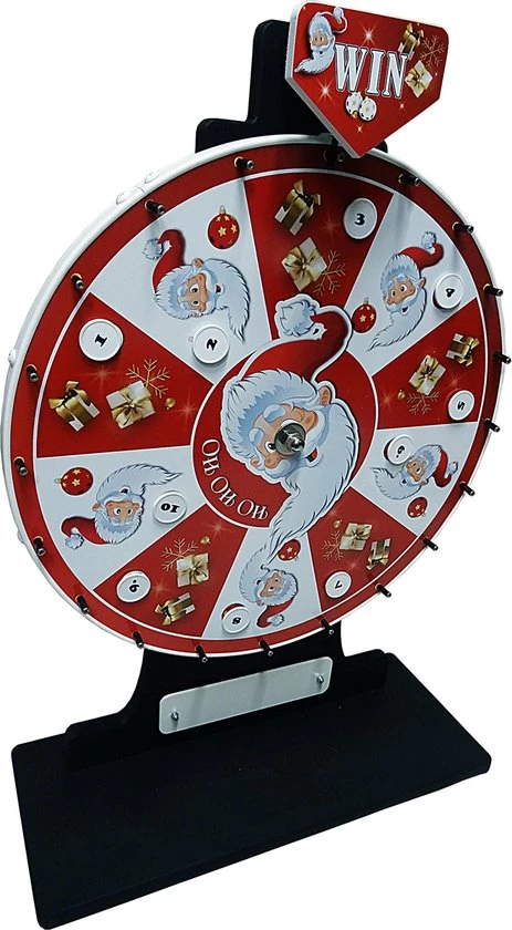 Radvanfortuinshop Rad Van Fortuin Tafelmodel Santa Uitvoering Kerstman Editie Met Verwisselbare Nummer- Of Tekst Buttons 6 Radvanfortuinshop Rad Van Fortuin Tafelmodel Santa Uitvoering Kerstman Editie Met Verwisselbare Nummer- Of Tekst Buttons - Afbeelding 4