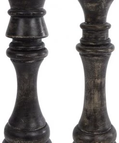 VAN MANEN 2 Schaakstukken "King & Queen" Zwart Hout 7x7x22,5cm