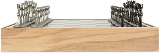 Umbra Schaakspel Buddy Luxueus - Essenhout Zink 5 Umbra Schaakspel Buddy Luxueus - Essenhout Zink - Afbeelding 3