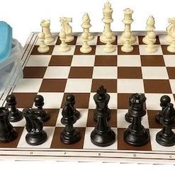 Raindroptime.com Schoolschaakset Klein - Schaakbord + Schaakstukken - Plastic - Opvouwbaar Schaakbord