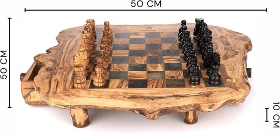 CRAFLAIR ~ Intelligente ~ Handgemaakt Schaakspel Hout 50 Cm ~ Olijfhouten Schaakbord Met Schaakstukken ~ Schaakset ~ Cadeau 5 CRAFLAIR ~ Intelligente ~ Handgemaakt Schaakspel Hout 50 Cm ~ Olijfhouten Schaakbord Met Schaakstukken ~ Schaakset ~ Cadeau - Afbeelding 3