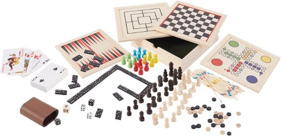 Merkloos Houten Spellendoos 9-In-1 - Pocket Editie - Reisversie 3 Merkloos Houten Spellendoos 9-In-1 - Pocket Editie - Reisversie