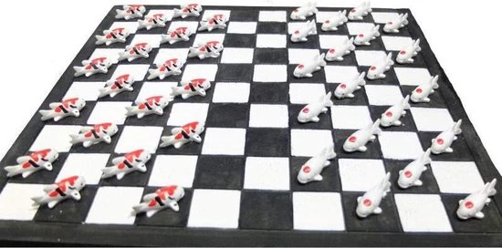 MadDeco - UNIEK - Dambord - Koi - Karper - Damspel - Koikarper - Polystone 5 MadDeco - UNIEK - Dambord - Koi - Karper - Damspel - Koikarper - Polystone - Afbeelding 3