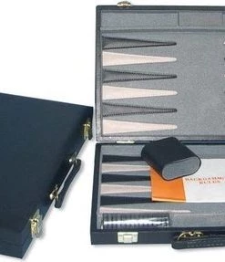 Backgammon Koffer 46 Cm. Zwart Effen HOT Games