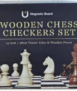 Merkloos Schaakbord | Dambord | Schaakspel | 39 X 39 Cm | Schaakset | Schaken | Dammen | Met Schaakstukken | 2-in-1 Bordspel | Chess | Hout | Magnetisch | Opklapbaar -klassieke-spellen Winkel 550x293