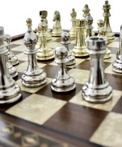 Helena Wood Art Handgemaakte Houten Schaakbord Met Opbergsysteem - Metalen Schaakstukken - Luxe Uitgave - Schaakspel - Schaakset - Schaken - Chess - 40 X 40 Cm -klassieke-spellen Winkel 550x309 41