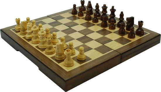 HOT Games Schaakcassette Magnetisch Walnoot 23x23x2 Cm 4 HOT Games Schaakcassette Magnetisch Walnoot 23x23x2 Cm - Afbeelding 2