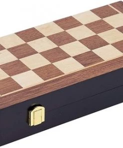 Engelhart Schaakspel Inklapbaar 38,5 Cm Hout Bruin/wit 33-delig