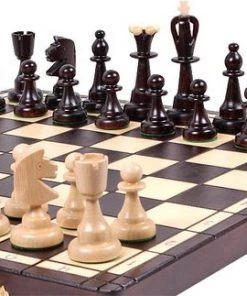 Chess The Game - Elegant Schaakspel - Middelgroot Donkerbruin Schaakbord Incl. Elegante Schaakstukken - Inklapbaar