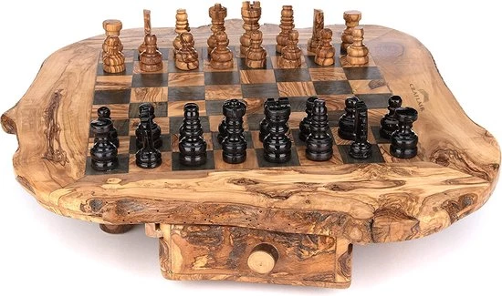 CRAFLAIR ~ Intelligente ~ Handgemaakt Schaakspel Hout 50 Cm ~ Olijfhouten Schaakbord Met Schaakstukken ~ Schaakset ~ Cadeau 9 CRAFLAIR ~ Intelligente ~ Handgemaakt Schaakspel Hout 50 Cm ~ Olijfhouten Schaakbord Met Schaakstukken ~ Schaakset ~ Cadeau - Afbeelding 7