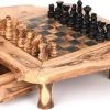 CRAFLAIR ~ Intelligente ~ Handgemaakt Schaakspel Hout Met Lade ~ 33 Cm ~ Olijfhouten Schaakbord Met Schaakstukken ~ Schaakset ~ Cadeau -klassieke-spellen Winkel 550x327 4