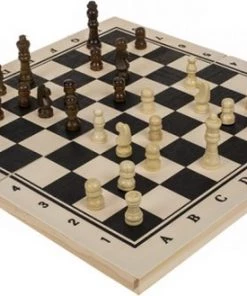 In Round Houten Schaakbord Met Schaakstukken Luxe Schaakspel Hout