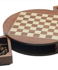 Pro-Care XL Rond Super De Luxe Walnoot Handgemaakt Schaakbord - Super Sized 33x33x6cm - Walnoot/Esdoorn - Walnoot Schaakstukken Wit En Zwart In Ingebouwde Laden - Schaken - Schaakspel - Chess -klassieke-spellen Winkel 550x348 8
