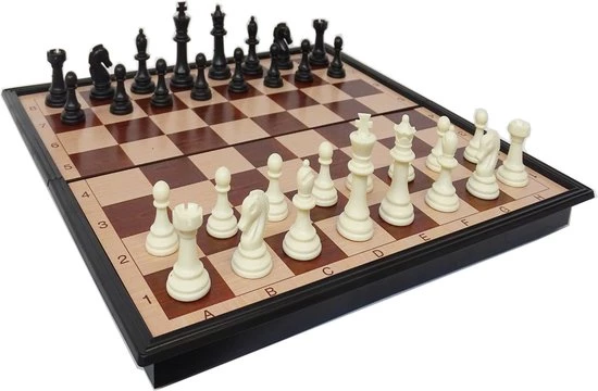 Magnetisch Schaak- En Dambord - Schaakstukken En Damstukken - Schaakspel - Damspel - Chess Set - Schaken - Dammen - Hout - Opklapbaar 4 Magnetisch Schaak- En Dambord - Schaakstukken En Damstukken - Schaakspel - Damspel - Chess Set - Schaken - Dammen - Hout - Opklapbaar - Afbeelding 2