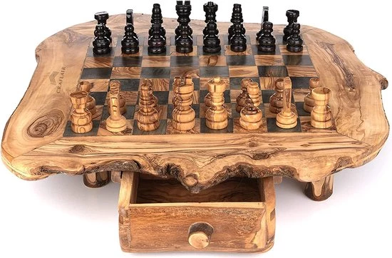 CRAFLAIR ~ Intelligente ~ Handgemaakt Schaakspel Hout 50 Cm ~ Olijfhouten Schaakbord Met Schaakstukken ~ Schaakset ~ Cadeau 11 CRAFLAIR ~ Intelligente ~ Handgemaakt Schaakspel Hout 50 Cm ~ Olijfhouten Schaakbord Met Schaakstukken ~ Schaakset ~ Cadeau - Afbeelding 9