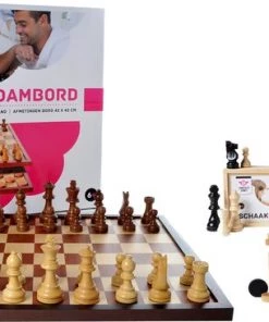 Longfield Luxe Schaakbord / Dambord 42x42 Cm Inclusief Schaakstukken En Damstenen