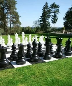 New XXXL Giga Schaakspel, Tuinschaken, 2 Delig, UV Beschermd Met 4 Draagtassen