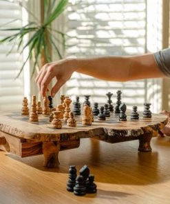 Schaakset Olijfolie & Honing Met Laden - Schaakspel - Schaakstukken - Schaakbord - Schaken - Bordspel - Handgemaakt - Hout - Zwart - Volwassenen & Kinderen - 35 X 35 X 8,5 Cm -klassieke-spellen Winkel 550x366 23