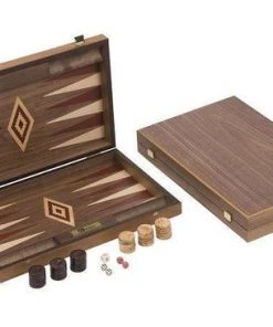 New Walnoothout Backgammon - Rode Inleg, 48 X 60 X 4 X 8 Cm -klassieke-spellen Winkel 550x366 89