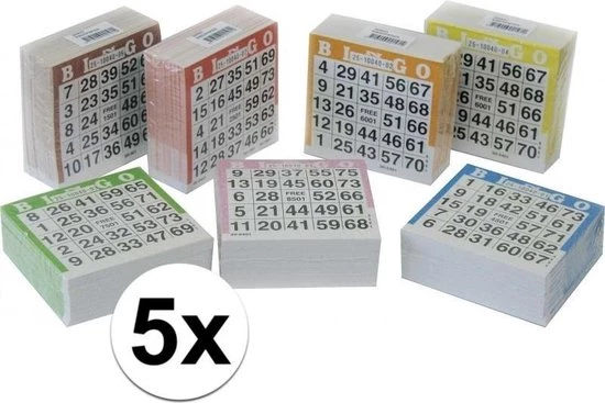 Merkloos 5x Bingo Kaarten 1-75 Gekleurd 3 Merkloos 5x Bingo Kaarten 1-75 Gekleurd