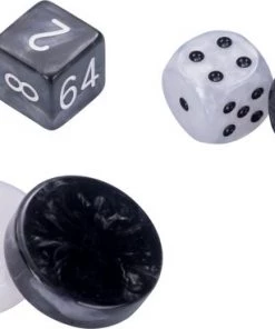 Longfield Backgammon 15 Inch Grijs/ Zwart/ Wit Gestikt