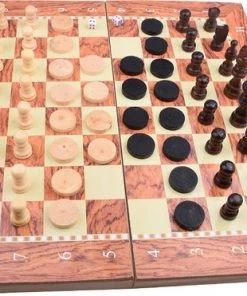 Merkloos Schaakbord | Dambord | Backgammon | 48 X 48 Cm | Schaakspel | Schaakset | Schaken | Dammen | Met Schaakstukken | 3-in-1 Bordspel | Chess | Hout | Opklapbaar -klassieke-spellen Winkel 550x371 7