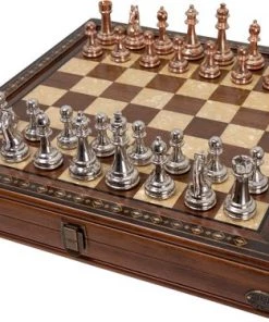 Helena Wood Art Handgemaakte Houten Schaakbord Met Opbergsysteem - Metalen Schaakstukken - Luxe Uitgave - Schaakspel - Schaakset - Schaken - Chess - 40 X 40 Cm -klassieke-spellen Winkel 550x375 5
