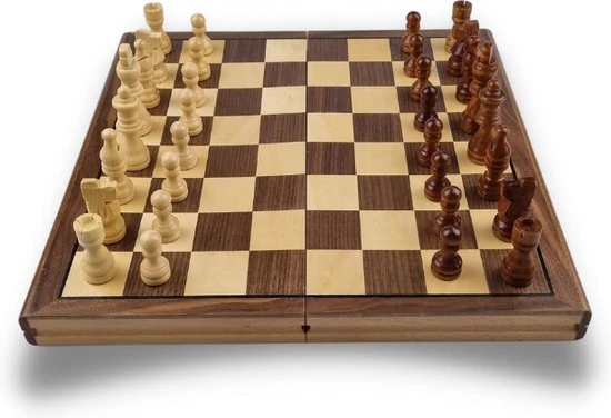 Traagoods.com Houten Schaakbord - Inklapbaar - Degelijk Houten Bord Met Houten Schaakstukken - 30x30 5 Traagoods.com Houten Schaakbord - Inklapbaar - Degelijk Houten Bord Met Houten Schaakstukken - 30x30 - Afbeelding 3