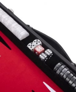 Longfield Backgammon 15"inch Zwart Rood En Wit Ingelegd Vilt