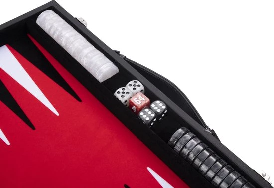 Longfield Backgammon 15"inch Zwart Rood En Wit Ingelegd Vilt 3 Longfield Backgammon 15"inch Zwart Rood En Wit Ingelegd Vilt