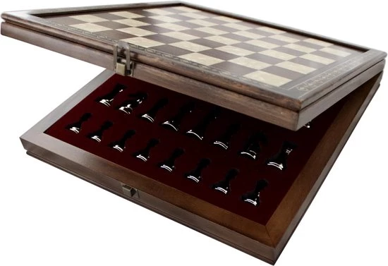 Helena Wood Art Handgemaakte Houten Schaakbord Met Opbergsysteem - Metalen Schaakstukken - Luxe Uitgave - Schaakspel - Schaakset - Schaken - Chess - 40 X 40 Cm 8 Helena Wood Art Handgemaakte Houten Schaakbord Met Opbergsysteem - Metalen Schaakstukken - Luxe Uitgave - Schaakspel - Schaakset - Schaken - Chess - 40 X 40 Cm - Afbeelding 6