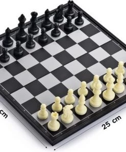 Allerion® Allerion 3-in-1 Schaakbord Set – Schaken, Dammen, Backgammon – Magnetisch Schaakbord – Reis Spel – 25cm X 25cm -klassieke-spellen Winkel 550x393