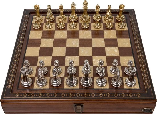 Helena Wood Art Handgemaakte Houten Schaakbord Met Opbergsysteem - Metalen Schaakstukken - Luxe Uitgave - Schaakspel - Schaakset - Schaken - Chess - 40 X 40 Cm 5 Helena Wood Art Handgemaakte Houten Schaakbord Met Opbergsysteem - Metalen Schaakstukken - Luxe Uitgave - Schaakspel - Schaakset - Schaken - Chess - 40 X 40 Cm - Afbeelding 3