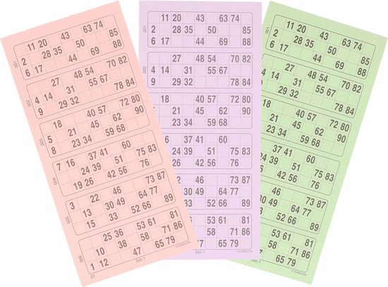 Merkloos 4x Bingokaarten 1-90 3 Merkloos 4x Bingokaarten 1-90