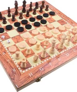 Merkloos Schaakbord | Dambord | Backgammon | 48 X 48 Cm | Schaakspel | Schaakset | Schaken | Dammen | Met Schaakstukken | 3-in-1 Bordspel | Chess | Hout | Opklapbaar -klassieke-spellen Winkel 550x410 3