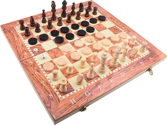 Merkloos Schaakbord | Dambord | Backgammon | 34 X 34 Cm | Schaakspel | Schaakset | Schaken | Dammen | Met Schaakstukken | 3-in-1 Bordspel | Chess | Hout | Opklapbaar 11 Merkloos Schaakbord | Dambord | Backgammon | 34 X 34 Cm | Schaakspel | Schaakset | Schaken | Dammen | Met Schaakstukken | 3-in-1 Bordspel | Chess | Hout | Opklapbaar - Afbeelding 9