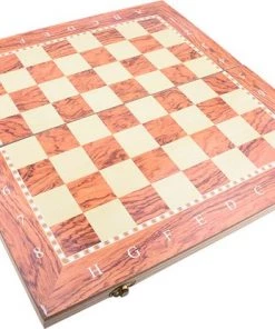 Shagam 3-in-1 Bordspel - 48 Cm - Schaakbord - Dambord - Backgammon - Schaakspel - Schaakset - Schaken - Dammen - Met Schaakstukken - Chess - Hout - Opklapbaar -klassieke-spellen Winkel 550x416