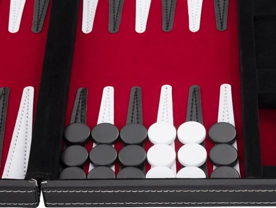 Longfield Backgammon 15, Rood/ Zwart/ Wit Gestikt 6 Longfield Backgammon 15, Rood/ Zwart/ Wit Gestikt - Afbeelding 4