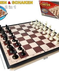 Magnetisch Schaak- En Dambord - Schaakstukken En Damstukken - Schaakspel - Damspel - Chess Set - Schaken - Dammen - Hout - Opklapbaar
