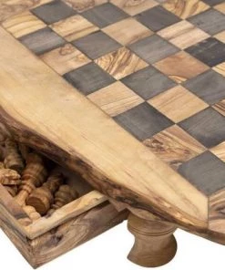 Schaakset Olijfolie & Honing Met Laden - Schaakspel - Schaakstukken - Schaakbord - Schaken - Bordspel - Handgemaakt - Hout - Zwart - Volwassenen & Kinderen - 35 X 35 X 8,5 Cm -klassieke-spellen Winkel 550x419 2