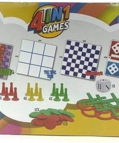 Universeel Merk Extra Grote Spellendoos 4 In 1 - Bevat Meerdere Spellen, Waaronder Dammen En Ludo - XL-formaat Met Grote Pionnen - Geschikt Voor Binnen En Buiten