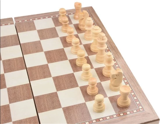 Shagam 3-in-1 Bordspel - 49 Cm - Schaakbord - Dambord - Backgammon - Schaakspel - Schaakset - Schaken - Dammen - Met Schaakstukken - Chess - Hout - Opklapbaar 11 Shagam 3-in-1 Bordspel - 49 Cm - Schaakbord - Dambord - Backgammon - Schaakspel - Schaakset - Schaken - Dammen - Met Schaakstukken - Chess - Hout - Opklapbaar - Afbeelding 9