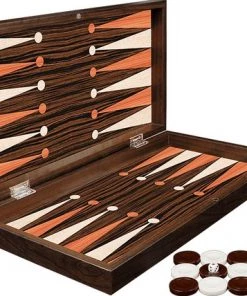 Yenig??n Tavla Klassiek Backgammon Ebbenhouten Bordspel - Met Schaakbord - Turks Tavla - Maat L 38cm