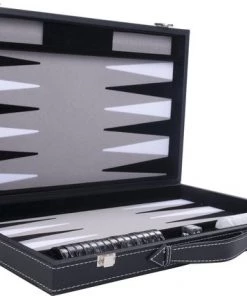 Longfield Backgammon 15"inch Zwart Wit En Grijs Ingelegd Vilt -klassieke-spellen Winkel 550x428 7