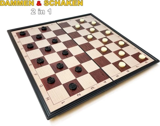 Magnetisch Schaak- En Dambord - Schaakstukken En Damstukken - Schaakspel - Damspel - Chess Set - Schaken - Dammen - Hout - Opklapbaar 5 Magnetisch Schaak- En Dambord - Schaakstukken En Damstukken - Schaakspel - Damspel - Chess Set - Schaken - Dammen - Hout - Opklapbaar - Afbeelding 3