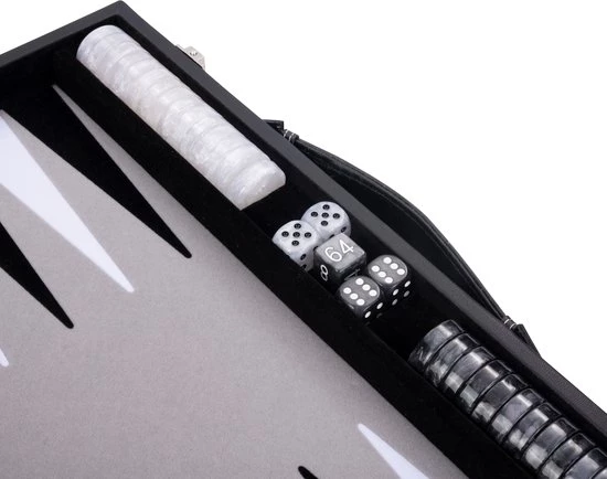Longfield Backgammon 18 Inch, Zwart/wit/grijs Ingelegd Vilt 4 Longfield Backgammon 18 Inch, Zwart/wit/grijs Ingelegd Vilt - Afbeelding 2