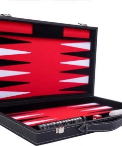 Longfield Backgammon 18inch, Rood/zwart/wit Ingelegd Vilt -klassieke-spellen Winkel 550x437 2