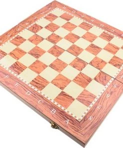 Shagam 3-in-1 Bordspel - 48 Cm - Schaakbord - Dambord - Backgammon - Schaakspel - Schaakset - Schaken - Dammen - Met Schaakstukken - Chess - Hout - Opklapbaar -klassieke-spellen Winkel 550x439