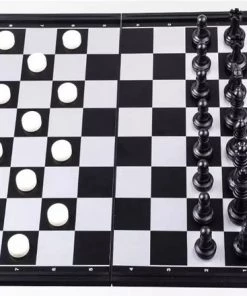 Merkloos Schaakbord | Dambord | Backgammon | 32 X 32 Cm | Schaakspel | Schaakset | Schaken | Dammen | Met Schaakstukken | 3-in-1 Bordspel | Chess | Plastic | Opklapbaar | Magnetisch -klassieke-spellen Winkel 550x440 7