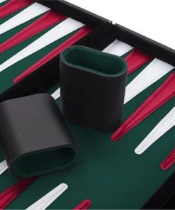 Longfield Backgammon 11 Inch Groen/ Rood/ Wit Gestikt